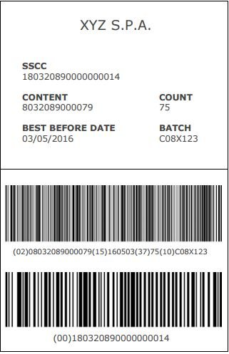 esempio di etichetta pallet