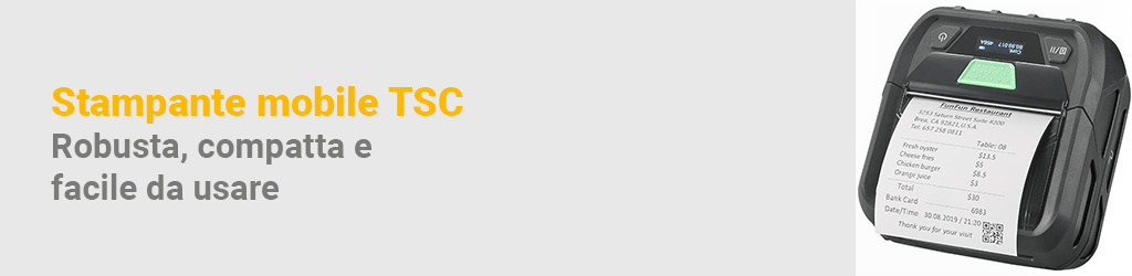 Stampante mobile TSC RE310: compatta, robusta, con Bluetooth e Wi-Fi. Una soluzione smart per logistica e retail.